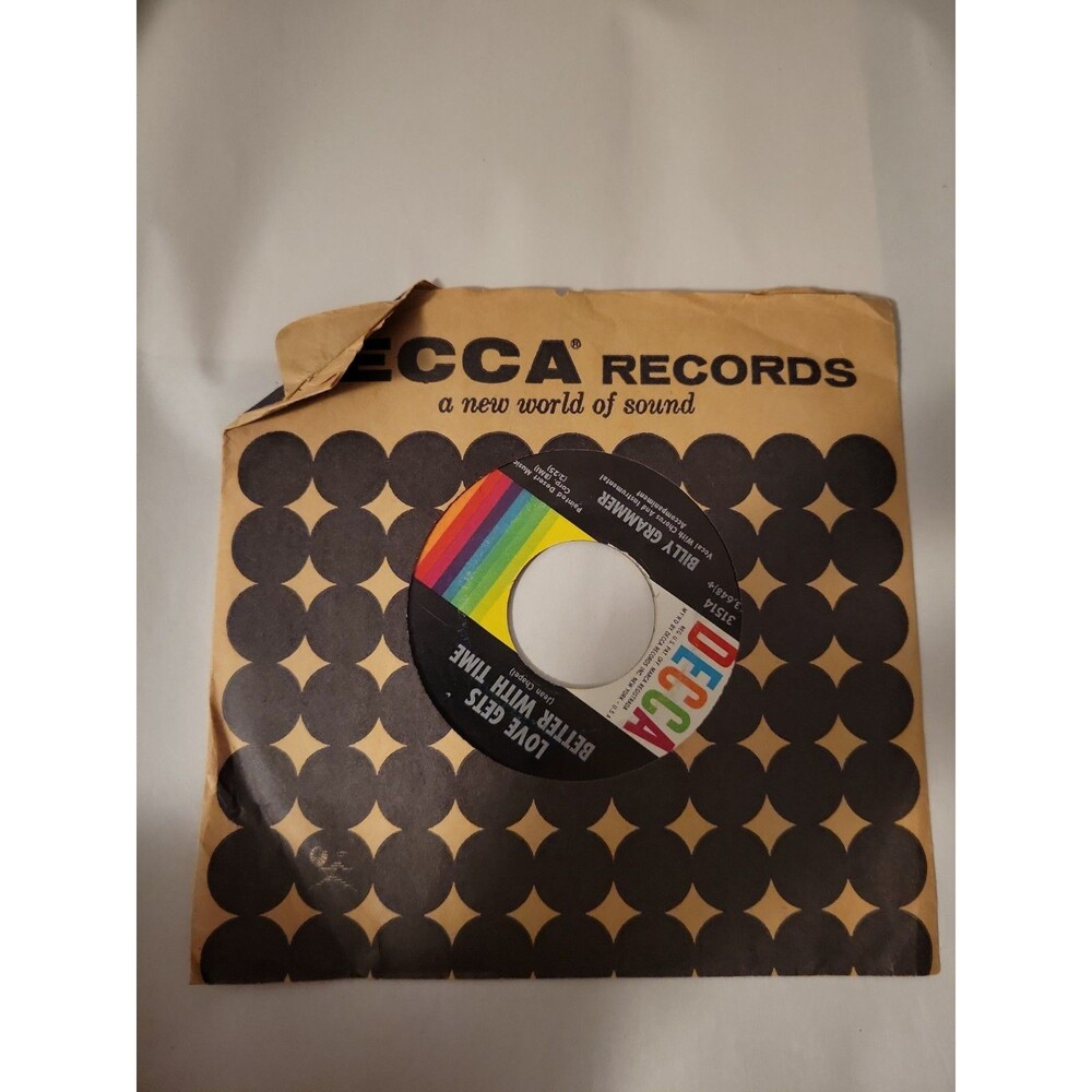 Billy Grammer "Lonesome Life/Love Gets Better With Time" 45RPM - Decca 31514 Vtg